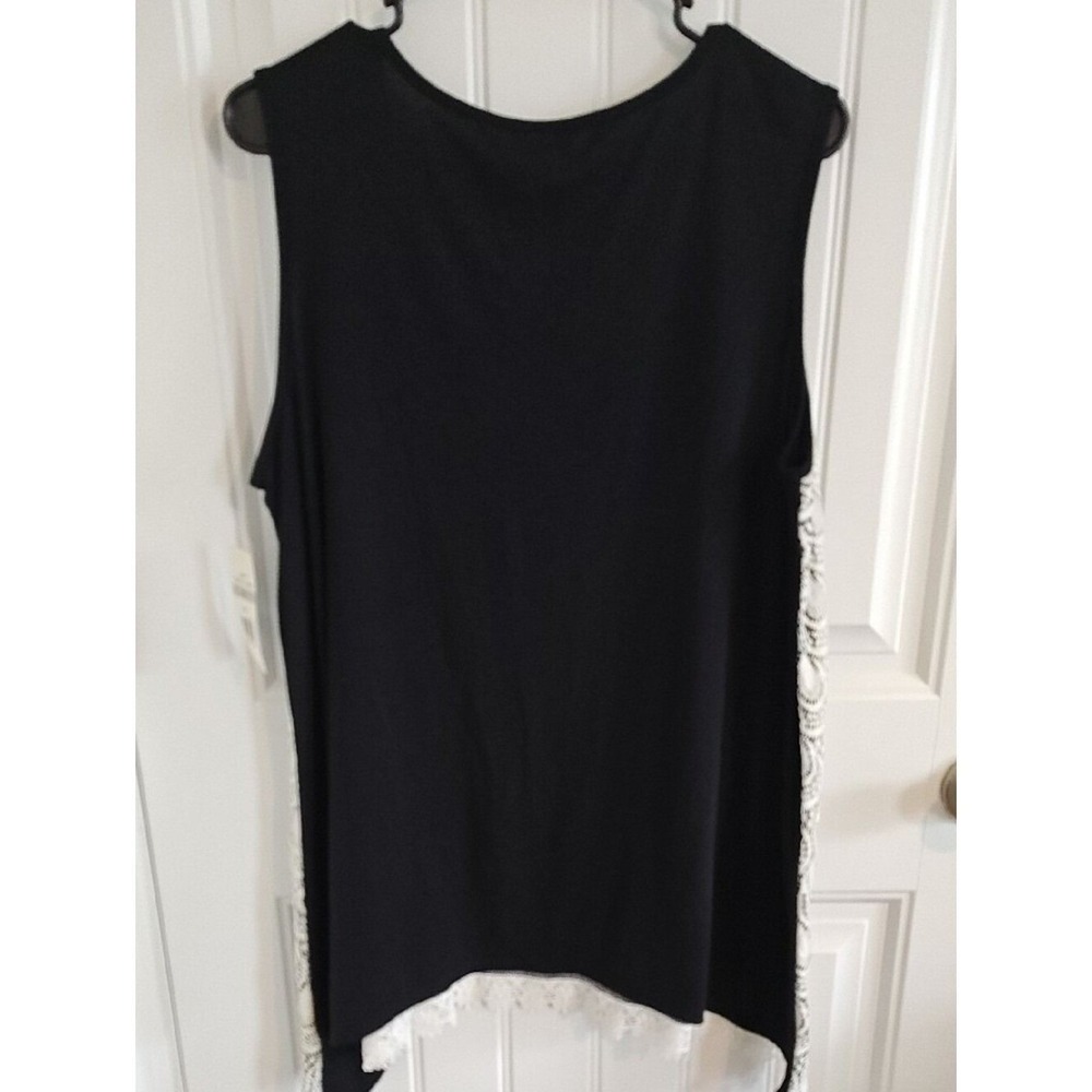 Kim Rogers Curvy Lace Overlay Tank Top 1X Black White New Boho Shell women - Picture 2 of 12